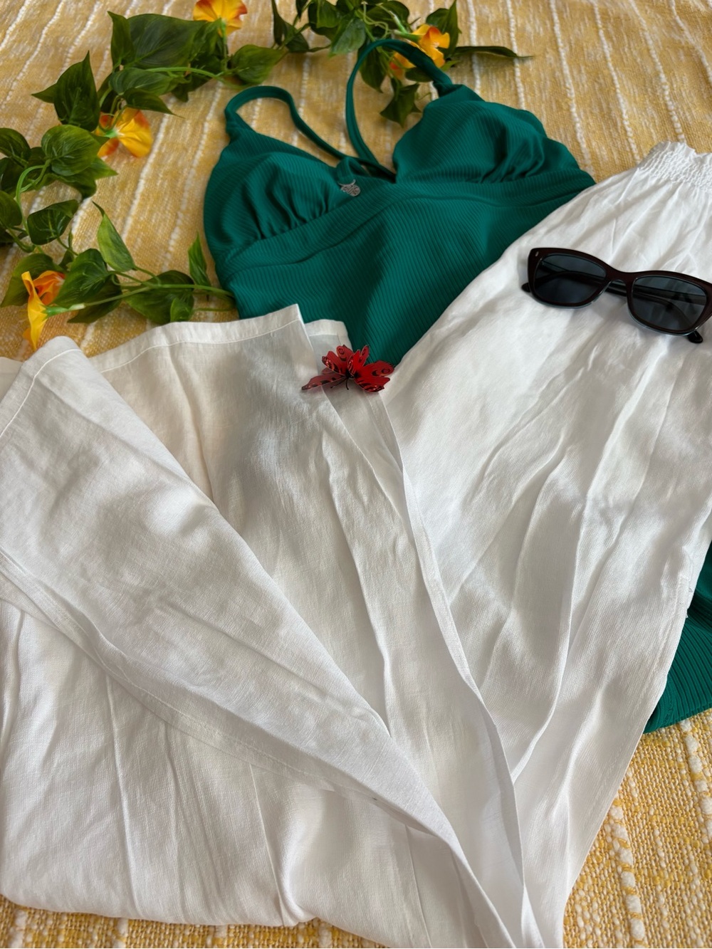 🤍 TIME & TRU White Wide-Leg Side Slit HR Cover-Up Pants~NWT~Size M (8–10)